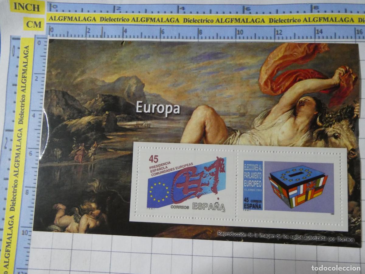 Sellos: HOJA BLOQUE FACS&Iacute;MIL. SELLOS DEMOCRACIA. EUROPA ELECCIONES AL PARLAMENTO EUROPEO, PRESIDENCIA. 303
