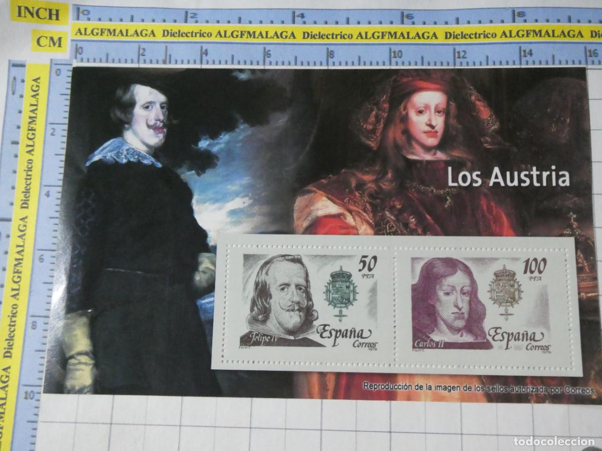 Sellos: HOJA BLOQUE FACS&Iacute;MIL. SELLOS DEMOCRACIA. REYES AUSTRIAS FELIPE IV CARLOS II. 310
