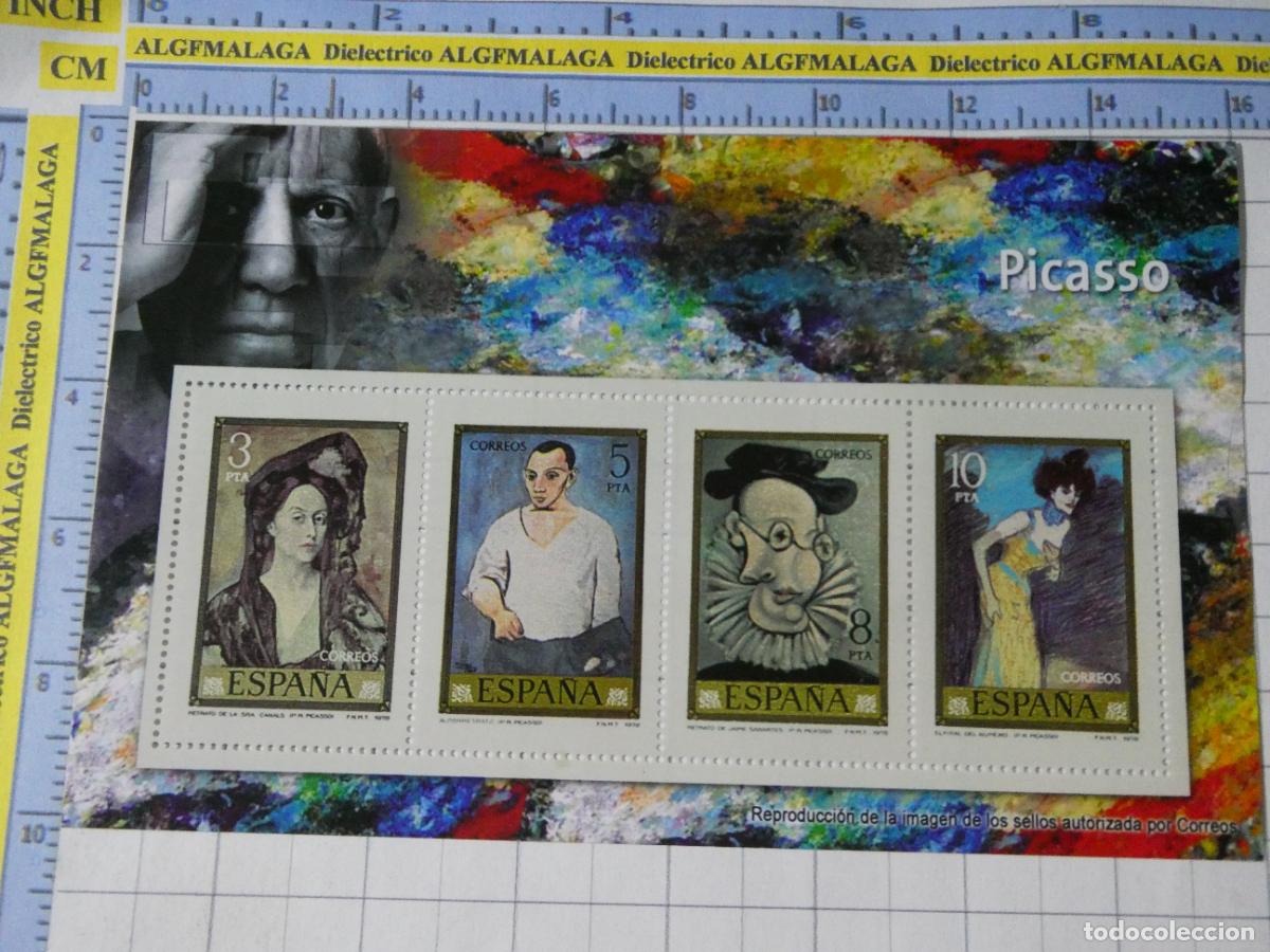 Sellos: HOJA BLOQUE FACS&Iacute;MIL. SELLOS DEMOCRACIA. ARTE PINTURA. PICASSO 314
