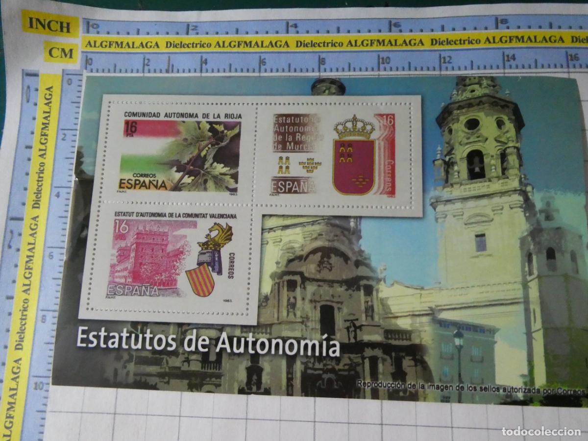 Briefmarken: HOJA BLOQUE FACS&Iacute;MIL. SELLOS DEMOCRACIA. ESTATUTOS DE AUTONOM&Iacute;A RIOJA MURCIA COMUNIDAD VALENCIAN 354