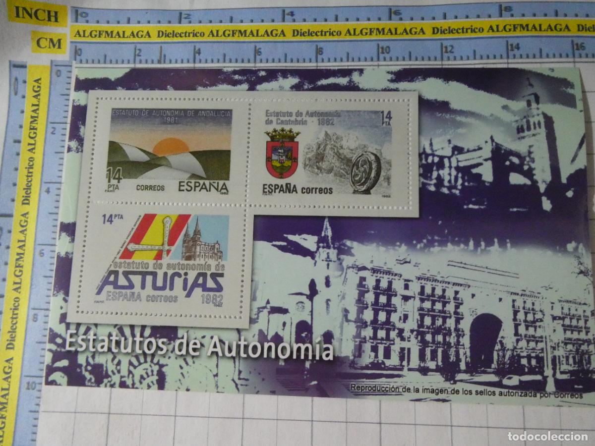 Briefmarken: HOJA BLOQUE FACS&Iacute;MIL. SELLOS DEMOCRACIA. ESTATUTOS DE AUTONOM&Iacute;A ANDALUCIA CANTABRIA ASTURIAS 355