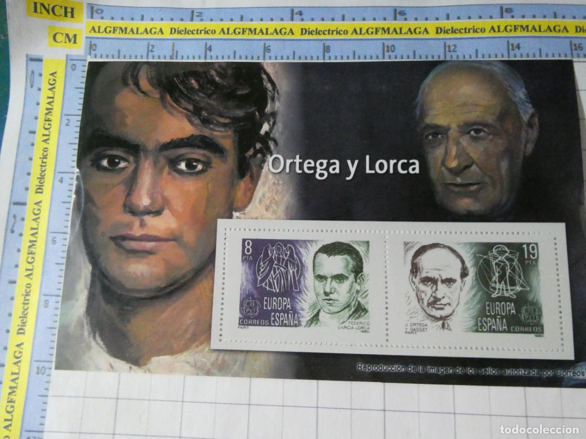 Sellos: HOJA BLOQUE FACS&Iacute;MIL. SELLOS DEMOCRACIA. ORTEGA Y GASSET / FEDERICO GARC&Iacute;A LORCA 363