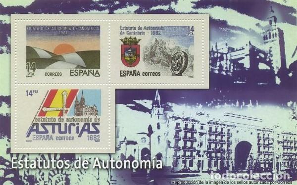 Sellos: REPRODUCCION HOJA BLOQUE DE SELLOS, ESTATUTOS DE AUTONOMIA. SELLO-716