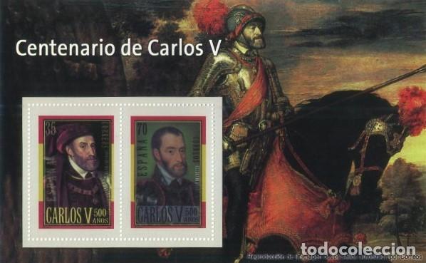 Stamps: REPRODUCCION HOJA BLOQUE DE SELLOS, CENTENARIO DE CARLOS V. SELLO-732