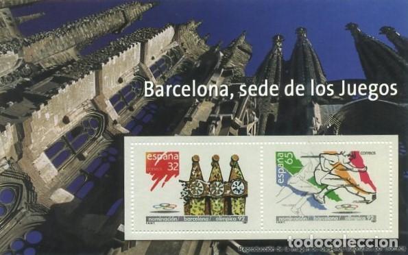 Sellos: REPRODUCCION HOJA BLOQUE DE SELLOS, BARCELONA, SEDE DE LOS JUEGOS. SELLO-740