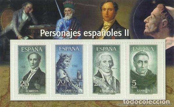 Stamps: REPRODUCCION HOJA BLOQUE DE SELLOS, PERSONAJES ESPA&Ntilde;OLES II. SELLO-753