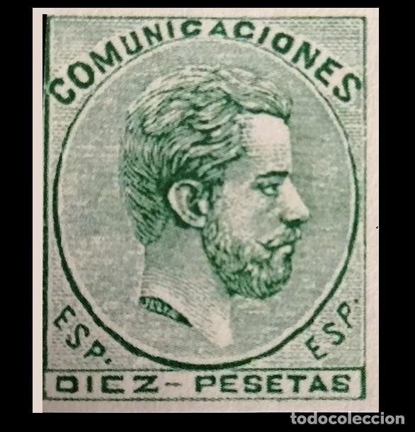 Sellos: Edifil 129 VARIEDAD SIN DENTAR sello nuevo Espa&ntilde;a 1872 Cifras y Amadeo I