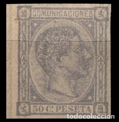 Sellos: Edifil 168 VARIEDAD SIN DENTAR sello nuevo Espa&ntilde;a 1875 Alfonso XII