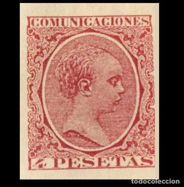 Sellos: Edifil 227 VARIEDAD SIN DENTAR sello nuevo Espa&ntilde;a 1889 1901 Alfonso XIII Tipo Pelon