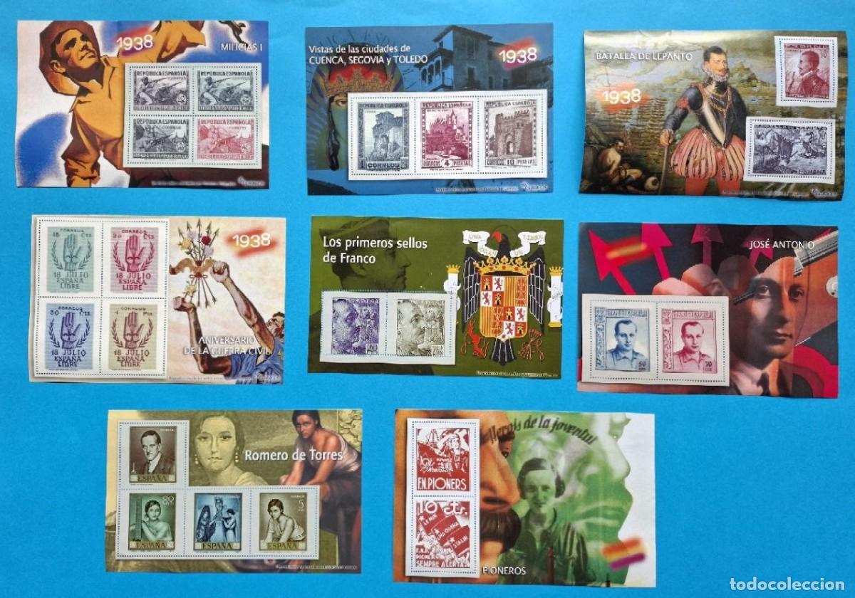Sellos: Lote de 8 Hojas 23 SELLOS Facs&iacute;mil Reproducci&oacute;n Autorizada por Correos ESPA&Ntilde;A 1938-65