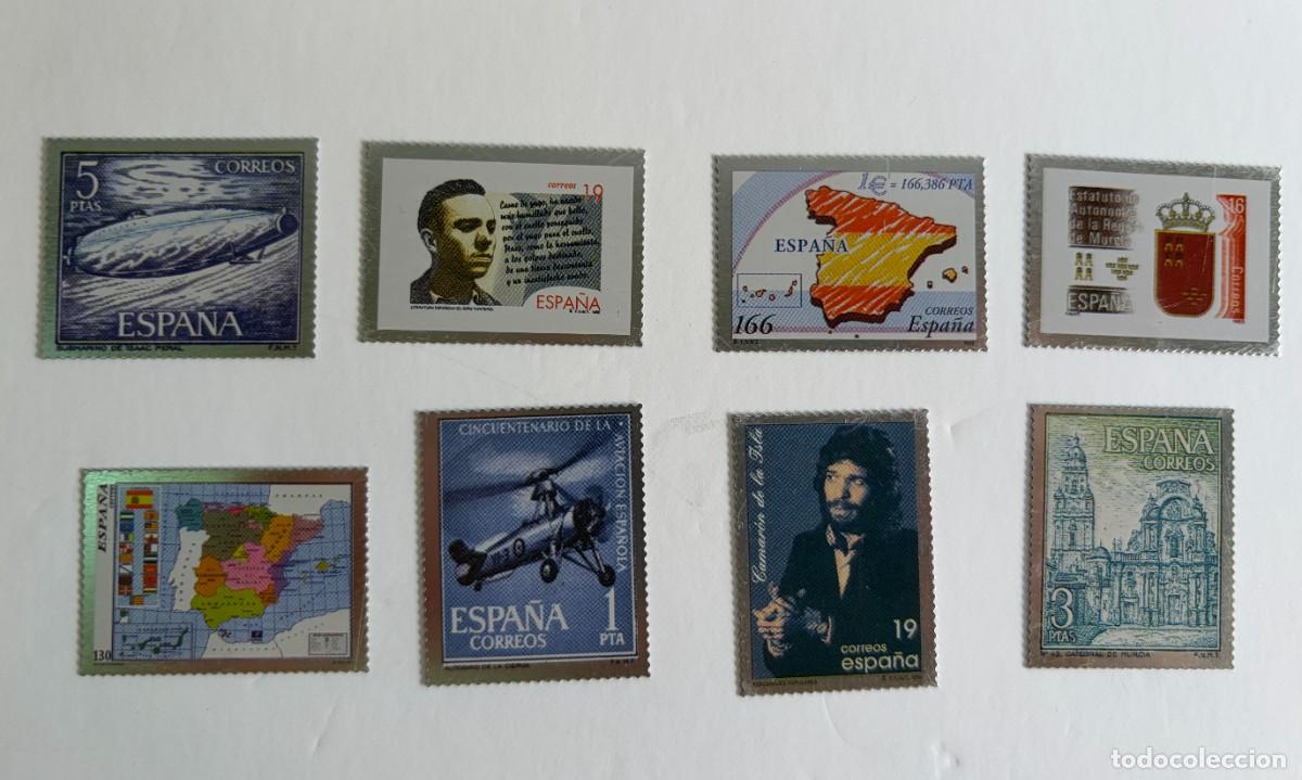 Sellos: Colecci&oacute;n 8 reproducciones met&aacute;licas sellos emblem&aacute;ticos Espa&ntilde;a.Isaac Peral Camar&oacute;n Euro Murcia