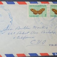 Sellos: P) 1966 CIRCA DOMINICAN REPUBLIC, ZEBRA LONGWING BUTTERFLY, CHILD PROTECTION, CIRCULATED TO UNITED S. Lote 311863013