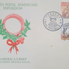 Sellos: D)1998, DOMINICAN REPUBLIC, FIRST DAY OF ISSUE COVER, AMERICA UPAEP, FAMOUS WOMEN, JUANA SALTITOPA,1