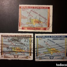 Francobolli: REPÚBLICA DOMINICANA YVERT 393 + A-67/8 SERIE COMPLETA USADA 1946, MAPAS PEDIDO MÍNIMO 3€