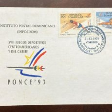 Sellos: D)1986, DOMINICAN REPUBLIC, FIRST DAY COVER, ISSUE XII CENTRAL AMERICAN AND CARIBBEAN GAMES, PONCE,