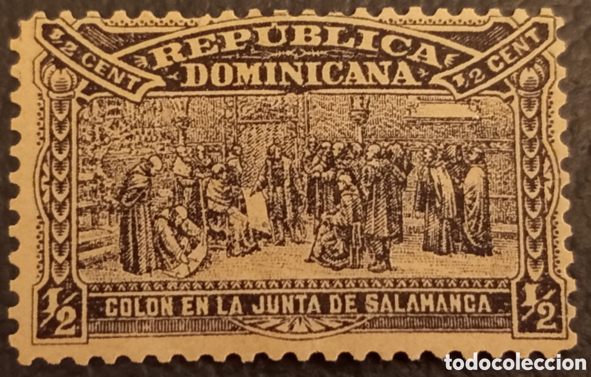 Sellos: Rep&uacute;blica Dominicana 1900 - Col&oacute;n en la Junta de Salamanca - Scott #110 / Yvert #92 - MH