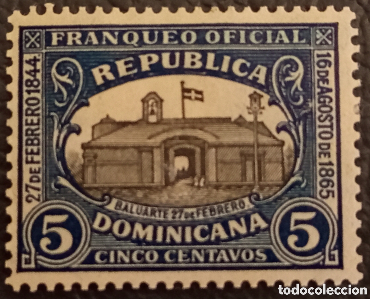 Sellos: Sello Rep&uacute;blica Dominicana 1910 - 5c Azul/Negro MH - Cat&aacute;logo Scott #O23 (Franqueo Oficial)
