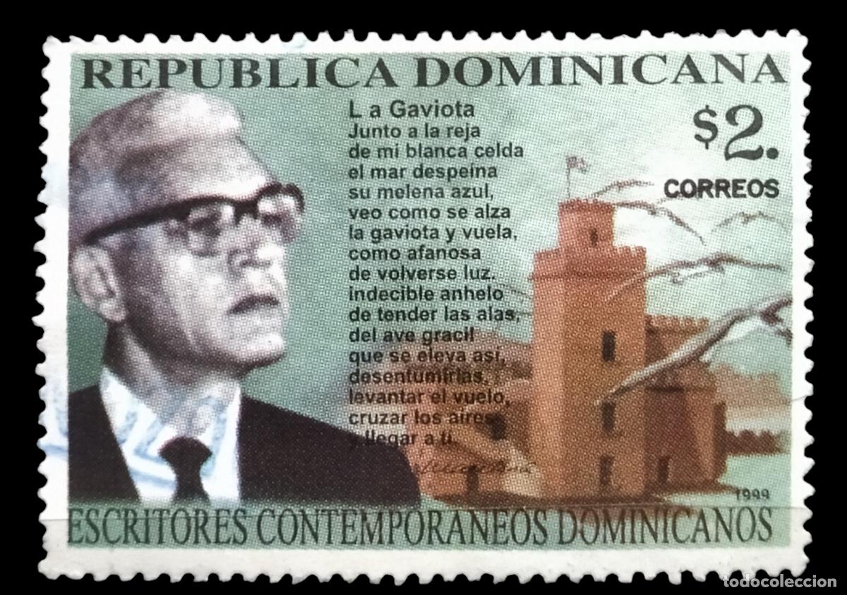 Sellos: REP&Uacute;BLICA DOMINICANA 1999 90&ordm; Aniversario del nacimiento del presidente Juan Bosch. USADO.