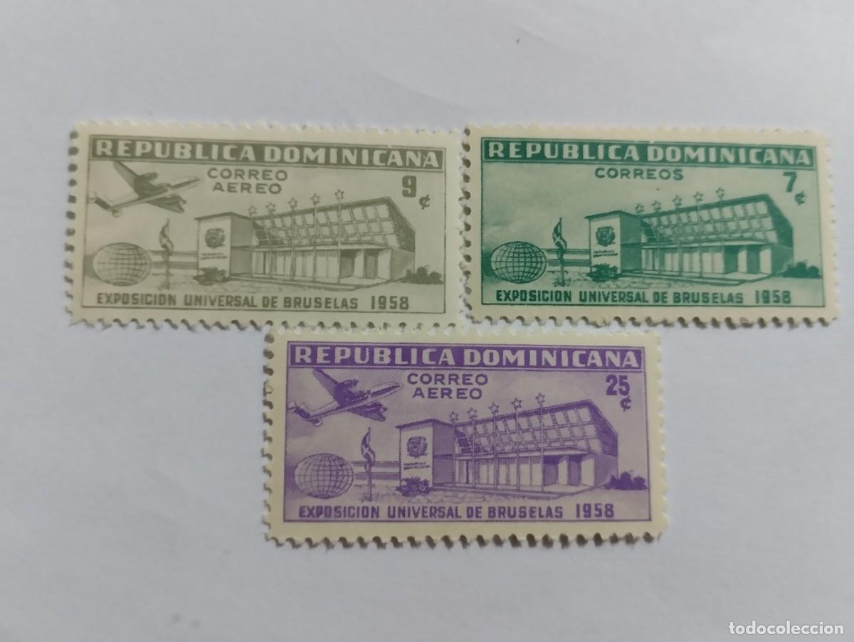 Sellos: SELLOS REP&Uacute;BLICA DOMINICANA, A&Ntilde;O 1958, SERIE COMPLETA, EXPOSICI&Oacute;N UNIVERSAL DE BRUSELAS, YVERT