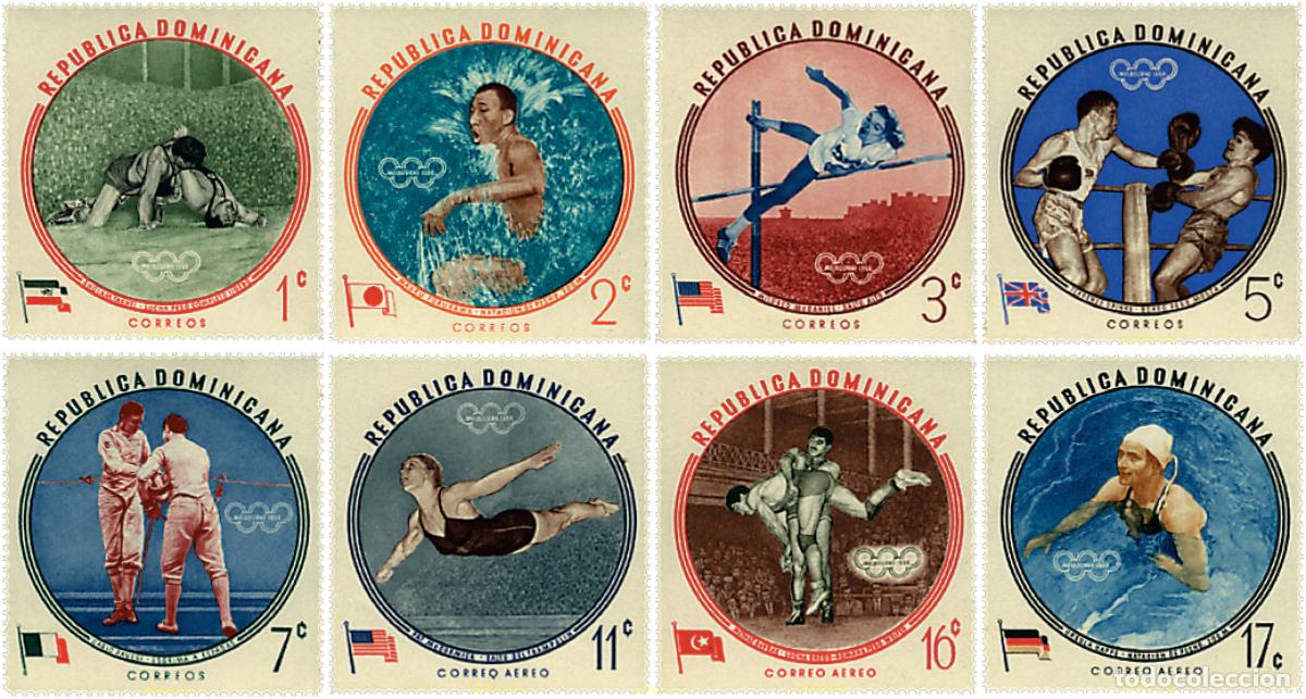 Sellos: 281329 HINGED DOMINICANA 1960 17 JUEGOS OLIMPICOS VERANO ROMA 1960
