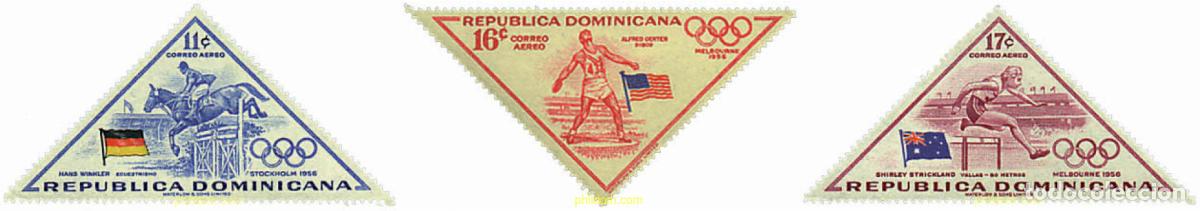 Selos: 624967 MNH DOMINICANA 1957 16 JUEGOS OLIMPICOS VERANO MELBOURNE 1956