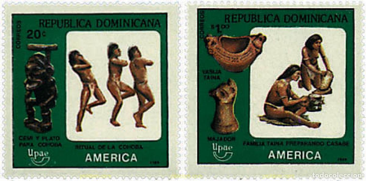 Sellos: 30956 MNH DOMINICANA 1989 AMERICA-UPAEP 1989 - PUEBLOS PRECOLOMBIANOS, USOS Y COSTUMBRES