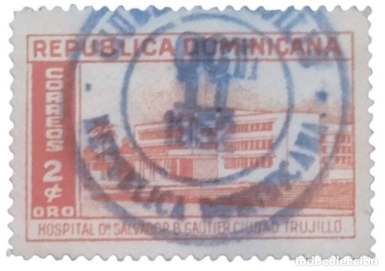 Sellos: REP&Uacute;BLICA DOMINICANA 1952 Hospital Dr. Salvador B. Gautier. Ciudad Trujillo. USADO.