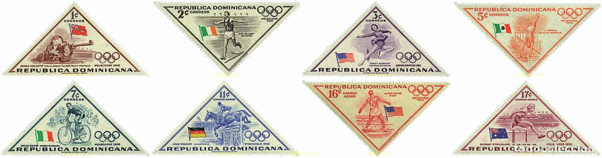 Sellos: 259638 HINGED DOMINICANA 1957 16 JUEGOS OLIMPICOS VERANO MELBOURNE 1956