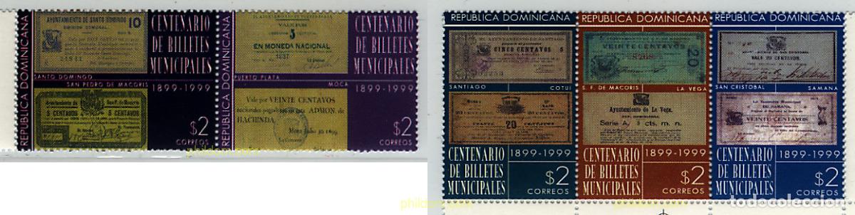 Francobolli: 6114 MNH DOMINICANA 1999 CENTENARIO DE LOS BILLETES MUNICIPALES