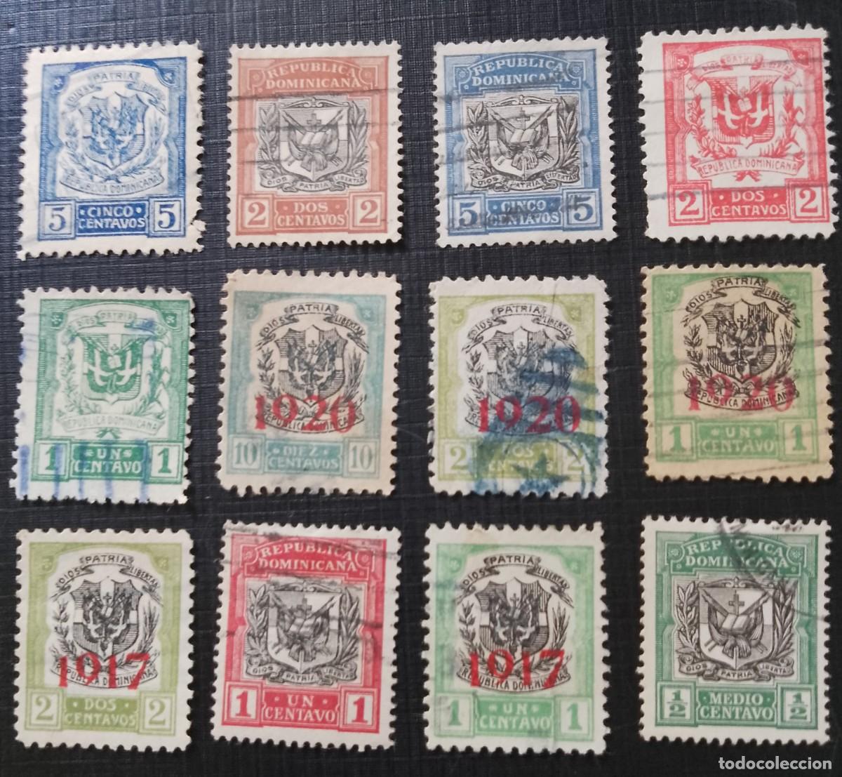 Sellos: LOTE CON 12 SELLOS - DIOS, PATRIA Y LIBERTAD - ESCUDO NACIONAL - A&Ntilde;O 1924.1930