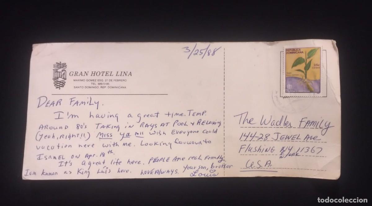 Sellos: TS) 1988 DOMINICAN REPUBLIC, COVER SENT FROM SANTO DOMINGO TO NEW JERSEY, WITH AN EDIBLE PLANT CALLE