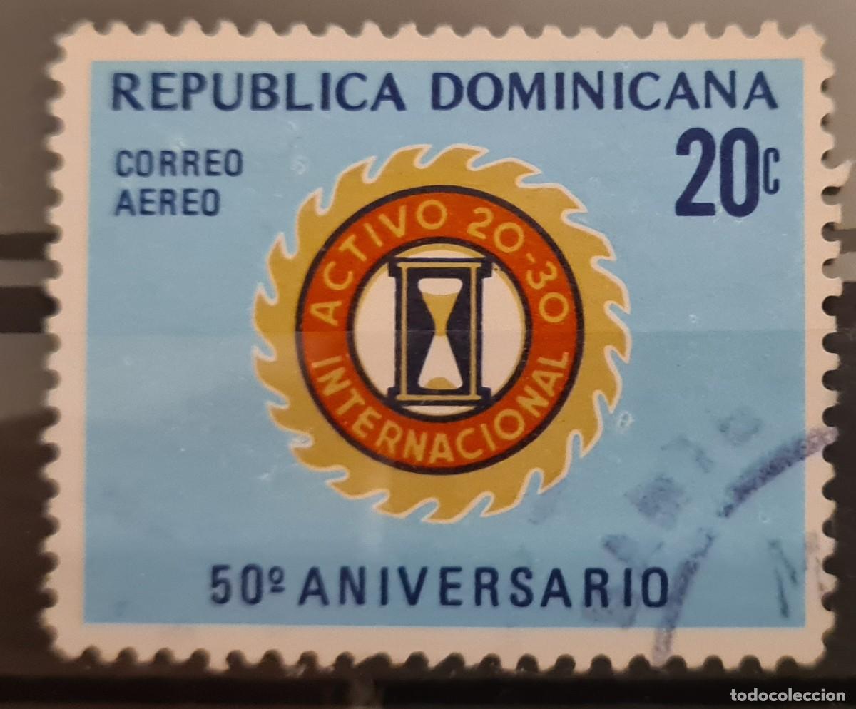 Sellos: Sello a&eacute;reo usado de la Rep&uacute;blica Dominicana 1972: 50 aniversario del Club internacional Activo