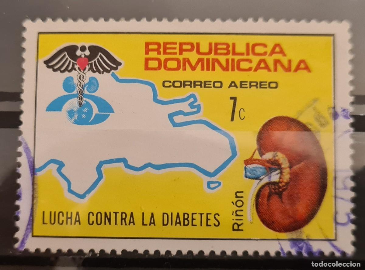 Sellos: Sello a&eacute;reo usado de la Rep&uacute;blica Dominicana 1974: Lucha comntra la diabetes