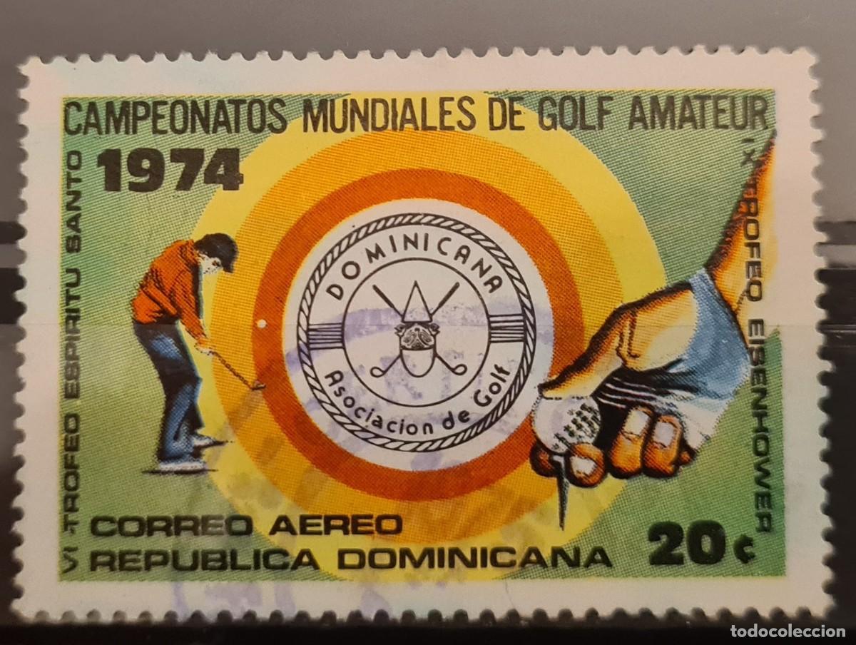 Sellos: Sello a&eacute;reo usado de la Rep&uacute;blica Dominicana 1974: Campeonato mundial de Golf amateur
