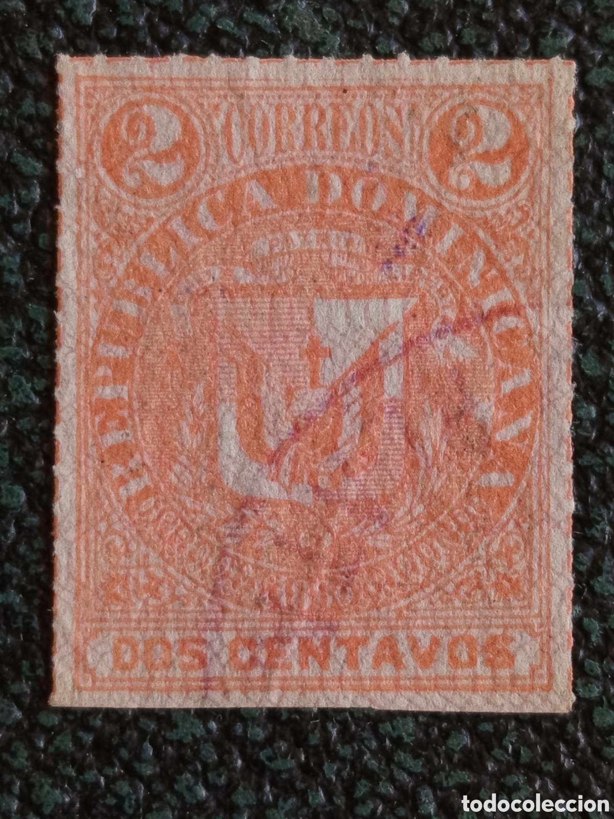 Sellos: Sello Rep&uacute;blica Dominicana 1880 Escudo 2c Naranja (Scott 34)