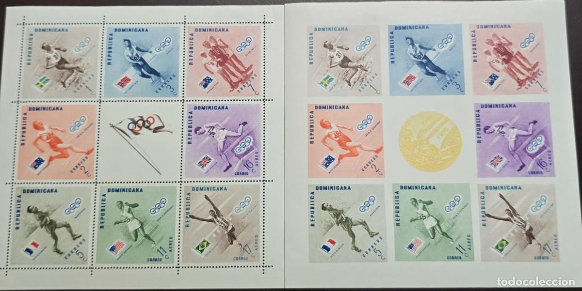 Sellos: MI) 1957 DOMINICAN REPUBLIC, MELBOURNE OLYMPIC GAMES, TWO SOUVENIR SHEETS (PERFORATED AND IMPERFORAT