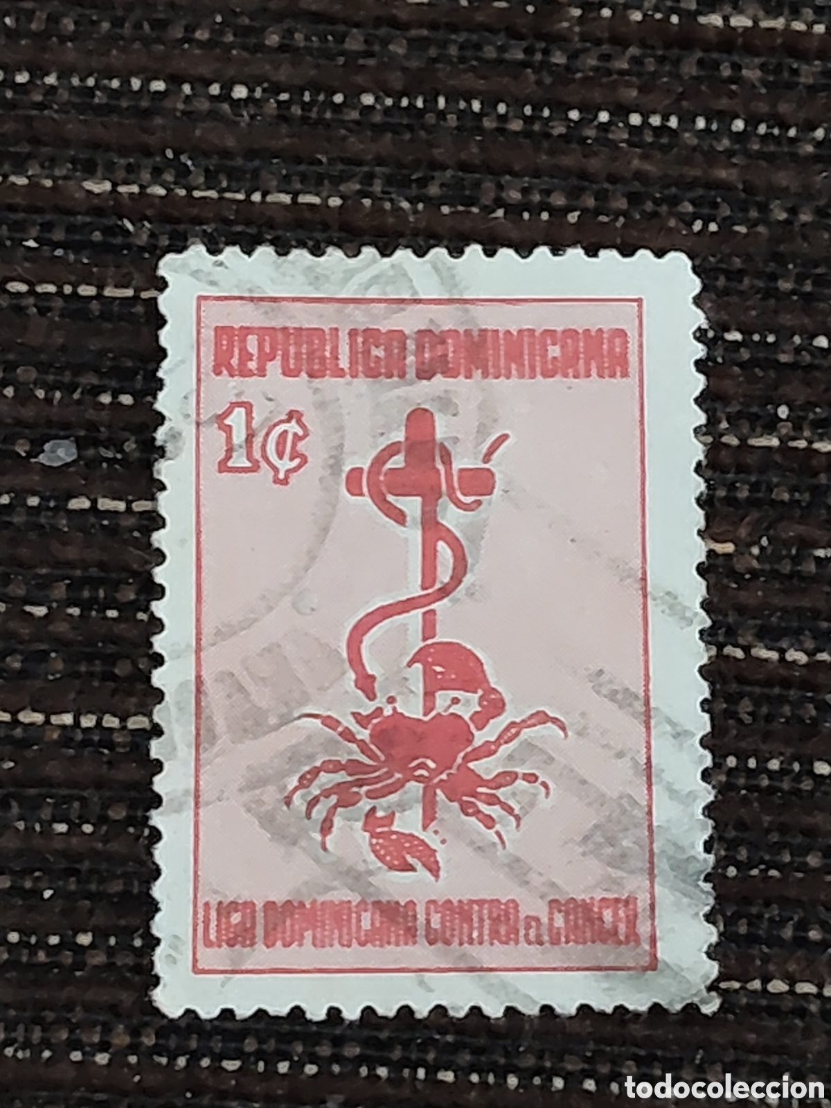 Sellos: Sello de la Republica Dominicana liga Dominicana contra el C&aacute;ncer 1956