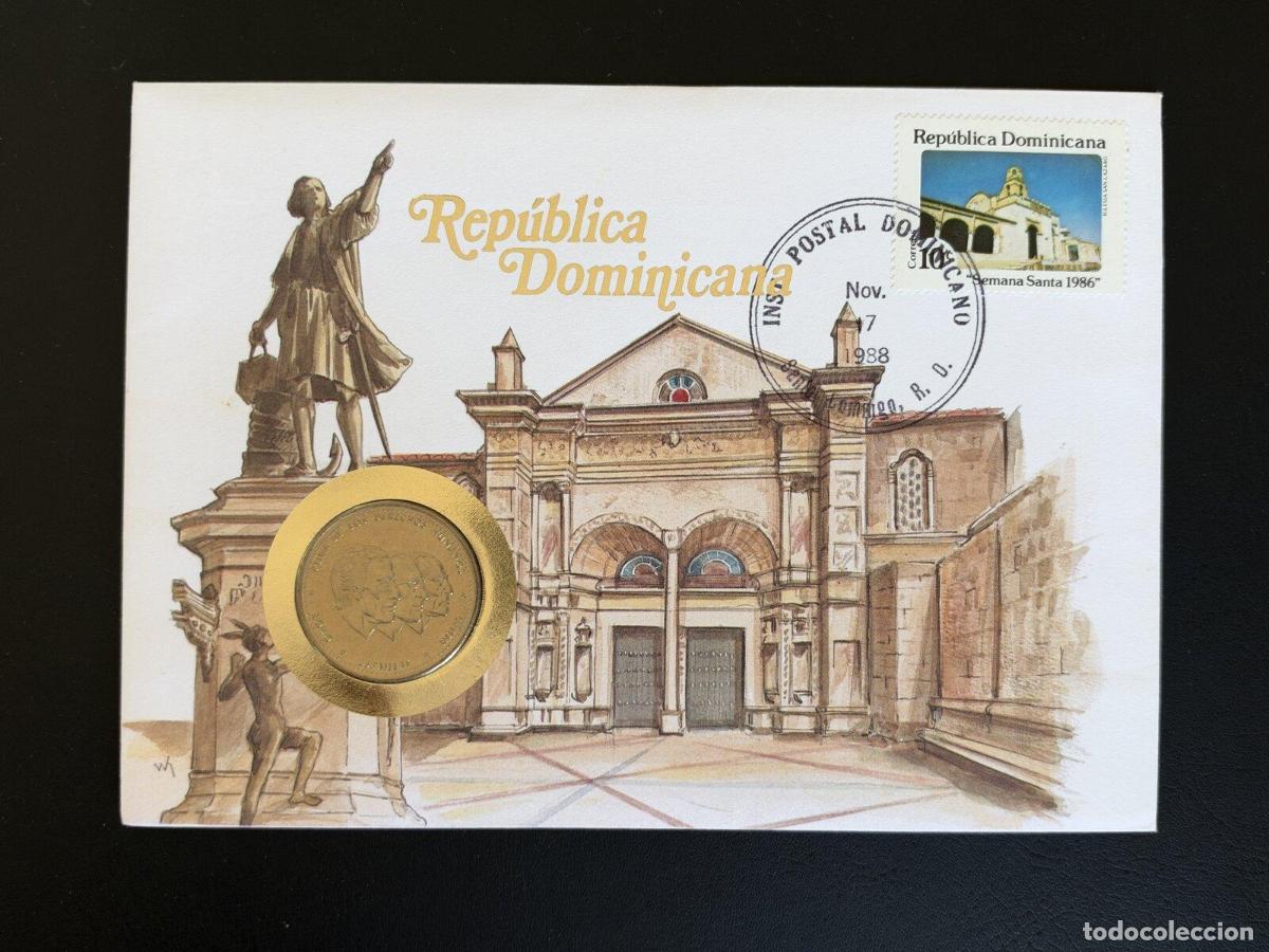 Sellos: Rep&uacute;blica Dominicana sobre numism&aacute;tico 1988 Semana Santa