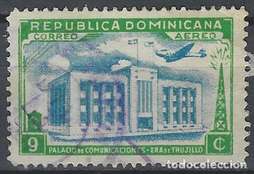 Sellos: REP&Uacute;BLICA DOMINICANA 1944 - PALACIO DE LAS COMUNICACIONES, A&Eacute;REO - USADO