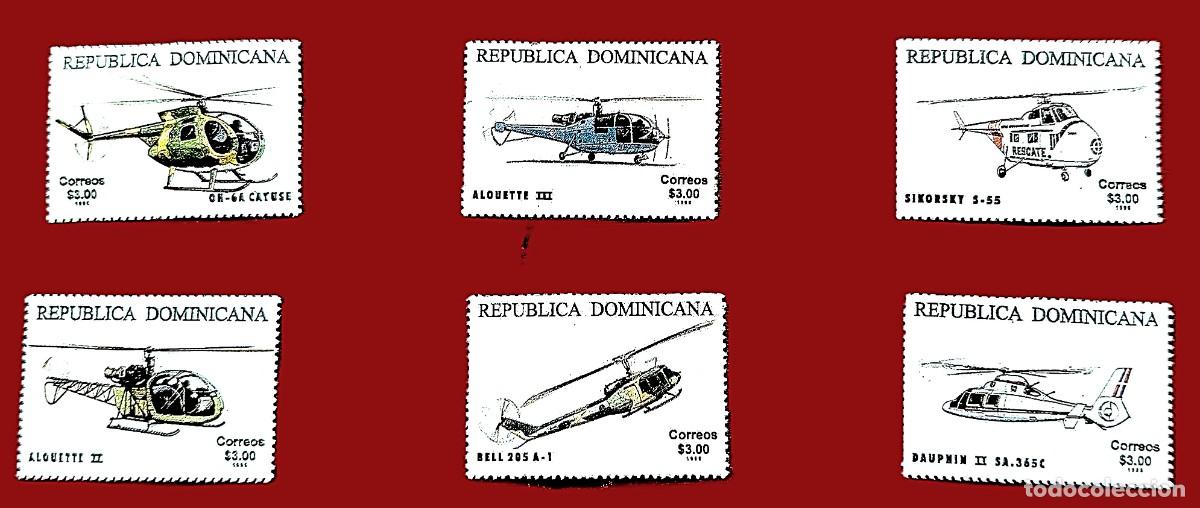 Sellos: Rep&uacute;blica Dominicana. Serie Helic&oacute;pteros. 1996 . Completa.