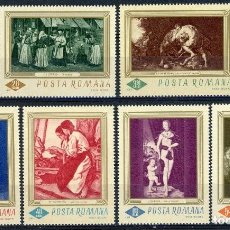Sellos: RUMANIA 1967 IVERT 2286/91 *** CUADROS DE LA GALERÍA NACIONAL DE BUCAREST - PINTURA