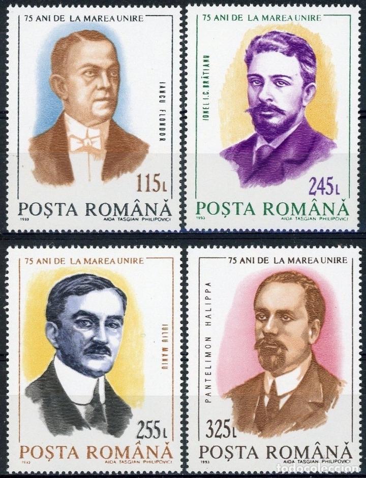 Sellos: Rumania 1993 Ivert 4116/19 *** 75º Aniversario de la Gran Unión - Personajes - Foto 1 - 116941103