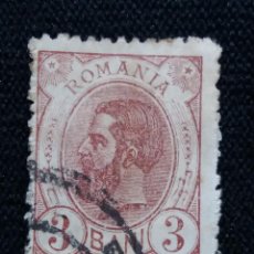 Sellos: RUMANIA, ROMANIA, 3 BANI, REY CAROL I, AÑO 1895.