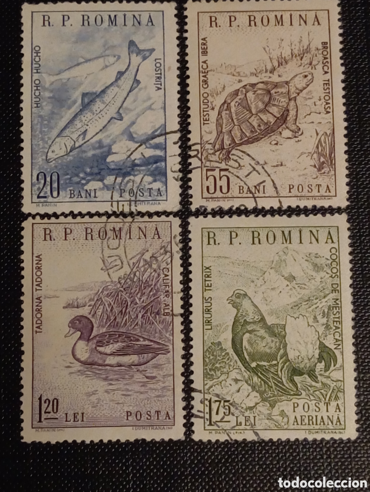 Sellos: Ruman&iacute;a 1960 - Serie Fauna &rdquo;Monumentos de la Naturaleza&rdquo; - 4 Valores Usados