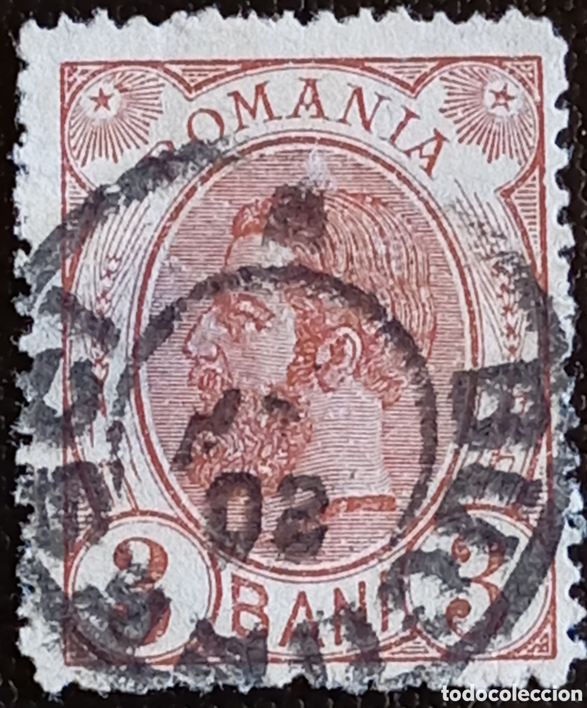 Sellos: Ruman&iacute;a 1893, 3 Bani Rey Carol I, Usado (Yvert 101)