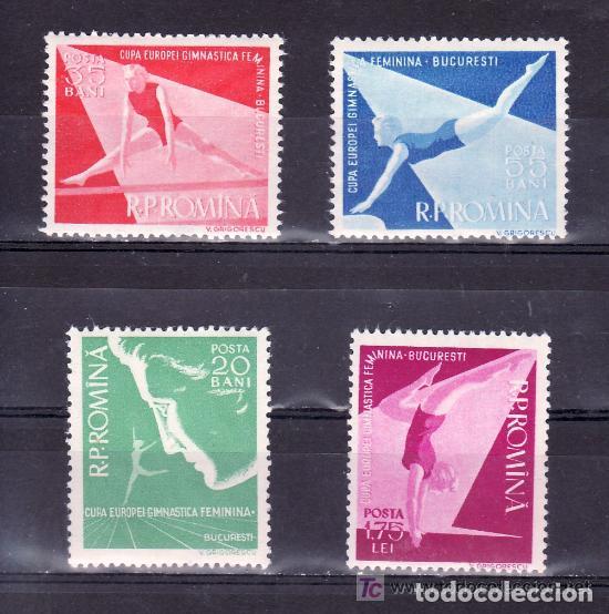 Sellos: Rumania 1957 Ivert 1511/4 ** Copa de Europa de Gimnasia Femenina en Bucarest - Deportes
