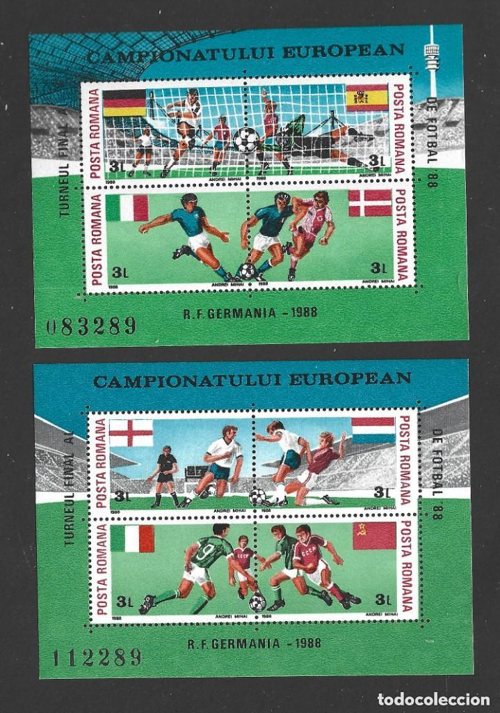 Sellos: Rumania 1988 HB Ivert 195/6 *** Campeonato de Europa de F&uacute;tbol en ALEMANIA - Deportes