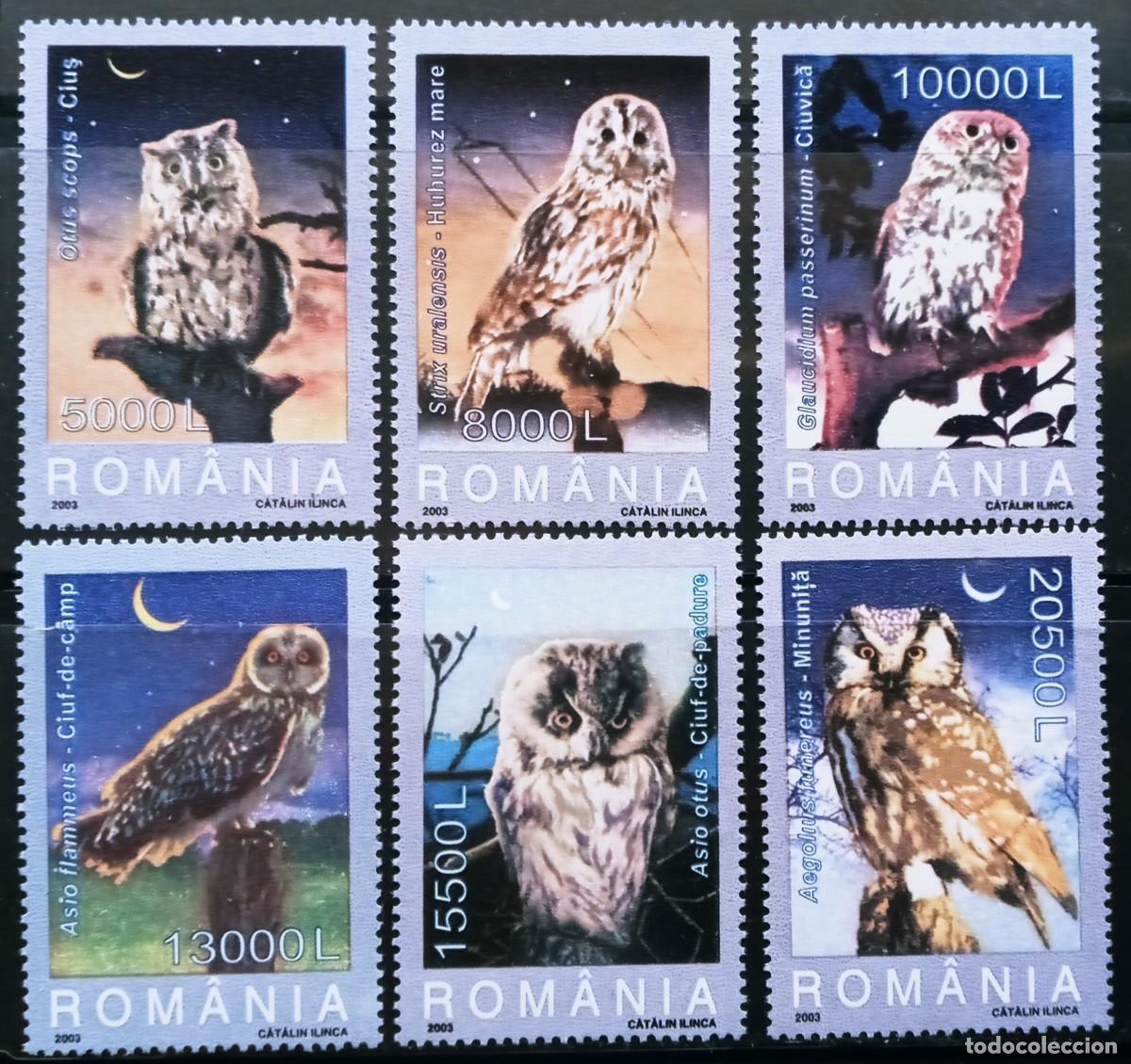 Sellos: RUMANIA IVERT 4809/14 NUEVOS ** SERIE PAJAROS BUHOS RAPACES NOCTURNAS A&Ntilde;O 2003