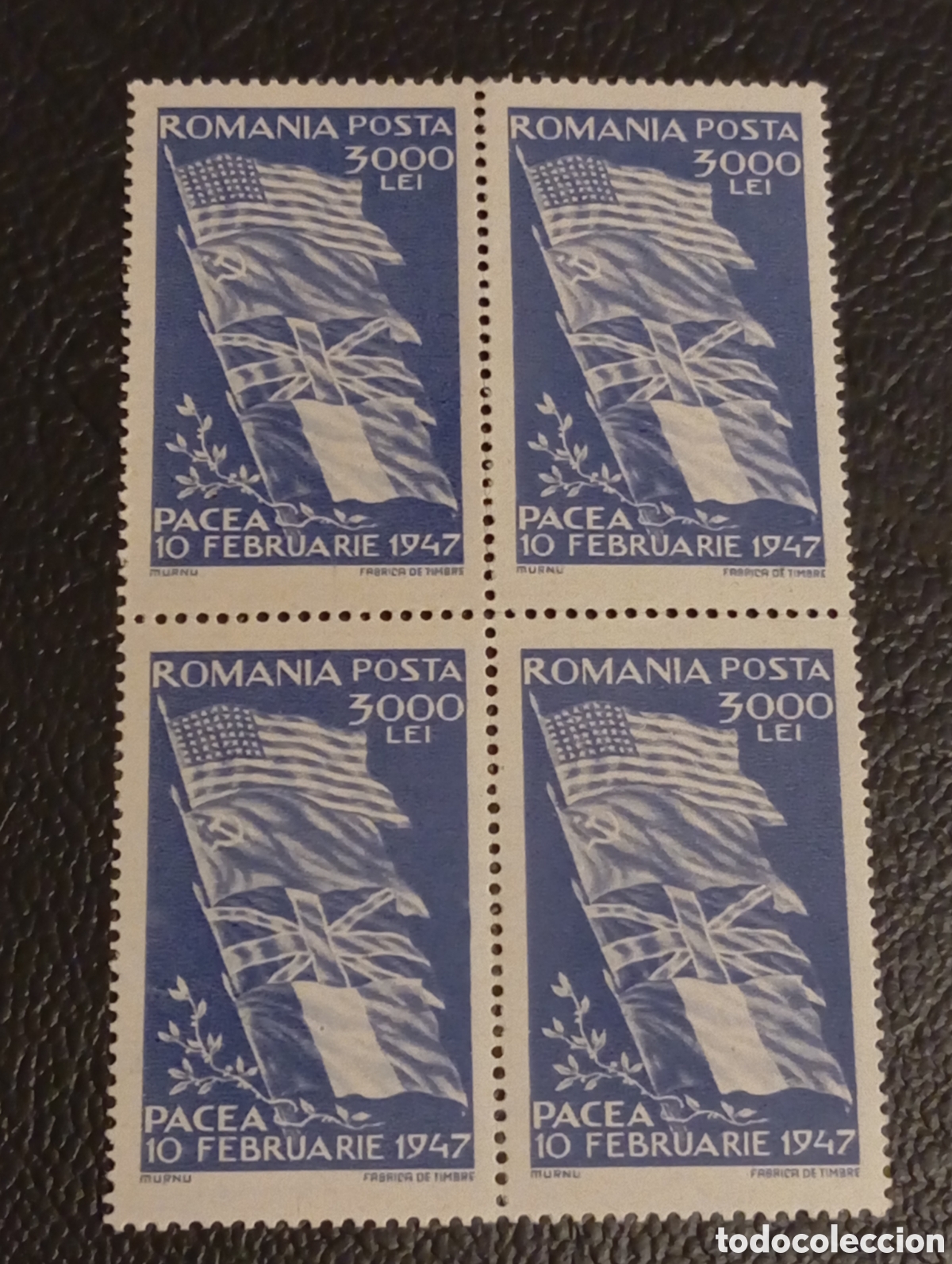 Sellos: Rumania 1947 - Bloque de 4 Sellos &rdquo;Pacea&rdquo; 3000 Lei - Scott #652 / Michel #1026 - MNH