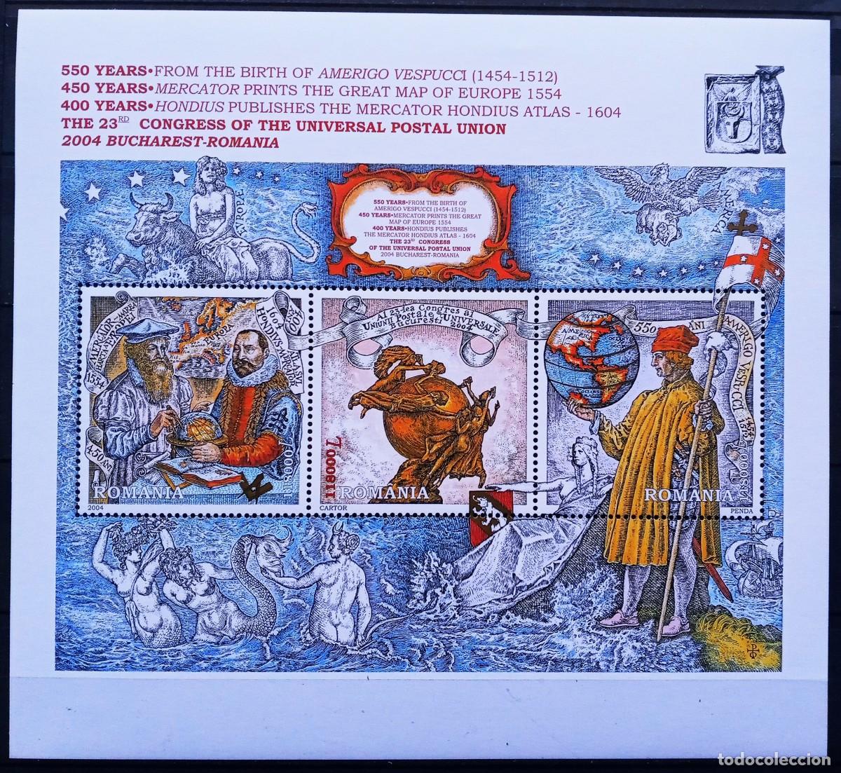 Sellos: RUMANIA IVERT HOJA BLOQUE N&ordm;278 NUEVOS ** 23 CONGRESO DE LA U.P.U. EN BUCARET A&Ntilde;O 2004